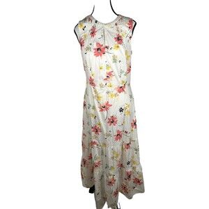 NWT GAP Sleeveless Maxi Dress Floral Women’s Size 6 Tall 6T Key hole Front Zip